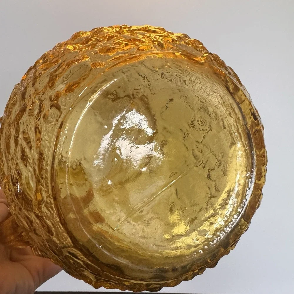 Vintage Anchor Hocking Lido Milano Amber Tea Lemonade Bubble Crinkle Pitcher Gal